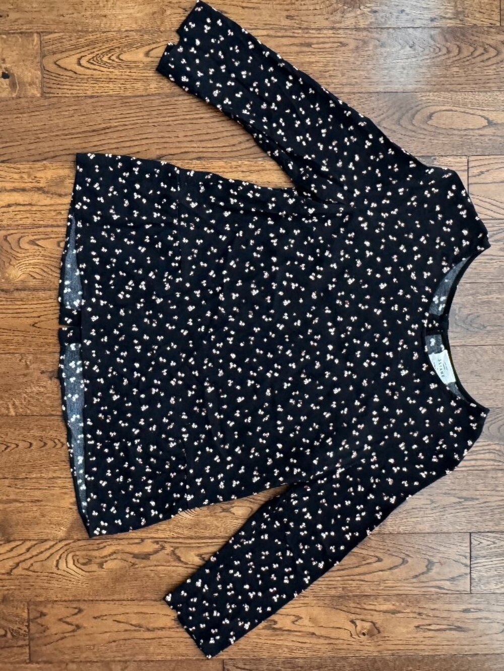 Sezane Alexis Blouse Size 42 Large Black Floral Button Back